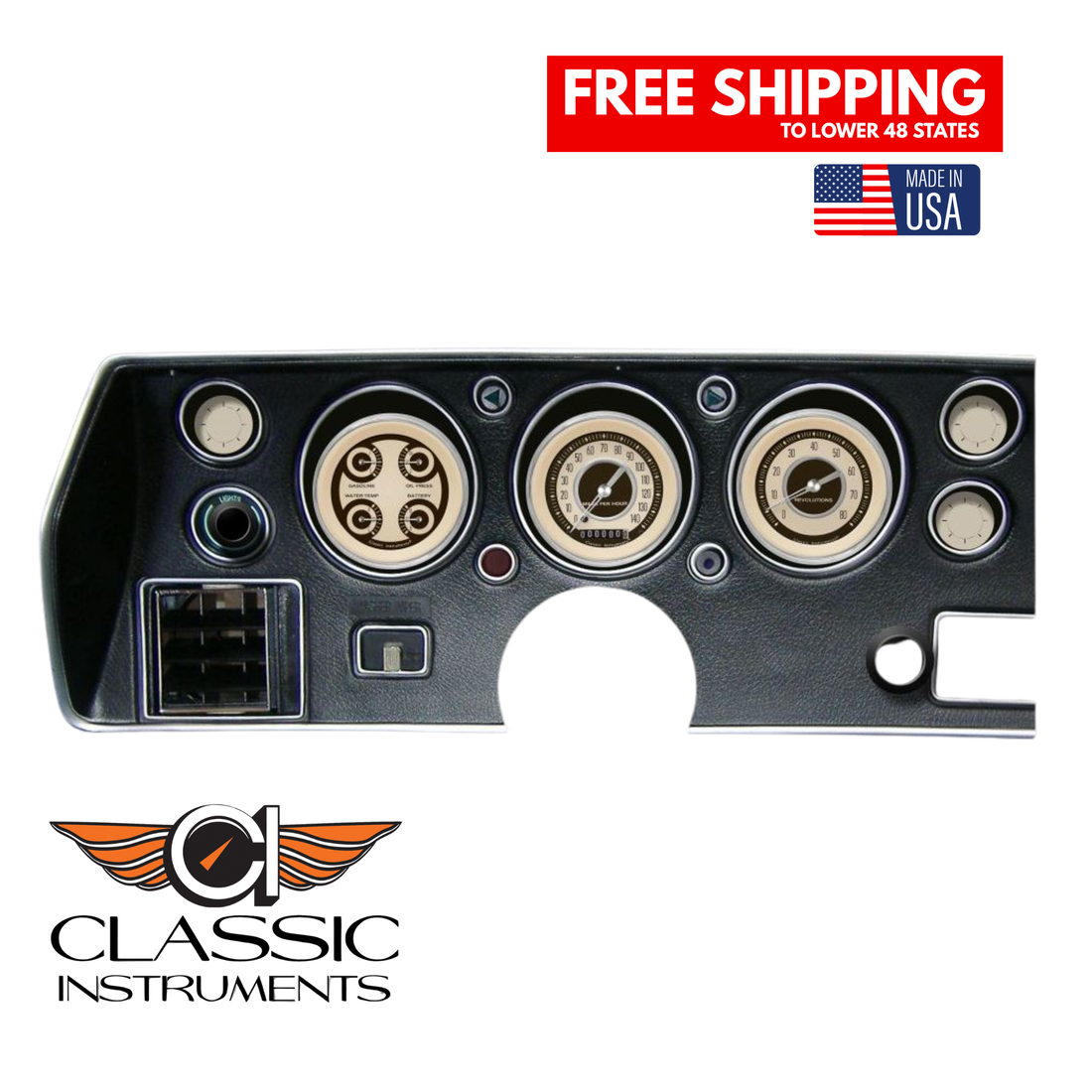 Classic Instruments - Nostalgia VT Gauge 1970-72 Chevelle SS Package - CV70NT