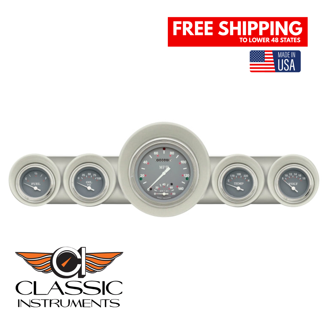 Classic Instruments - Silver Gray Gauge 1959-1960 Full-size Chevy - CH59SG65