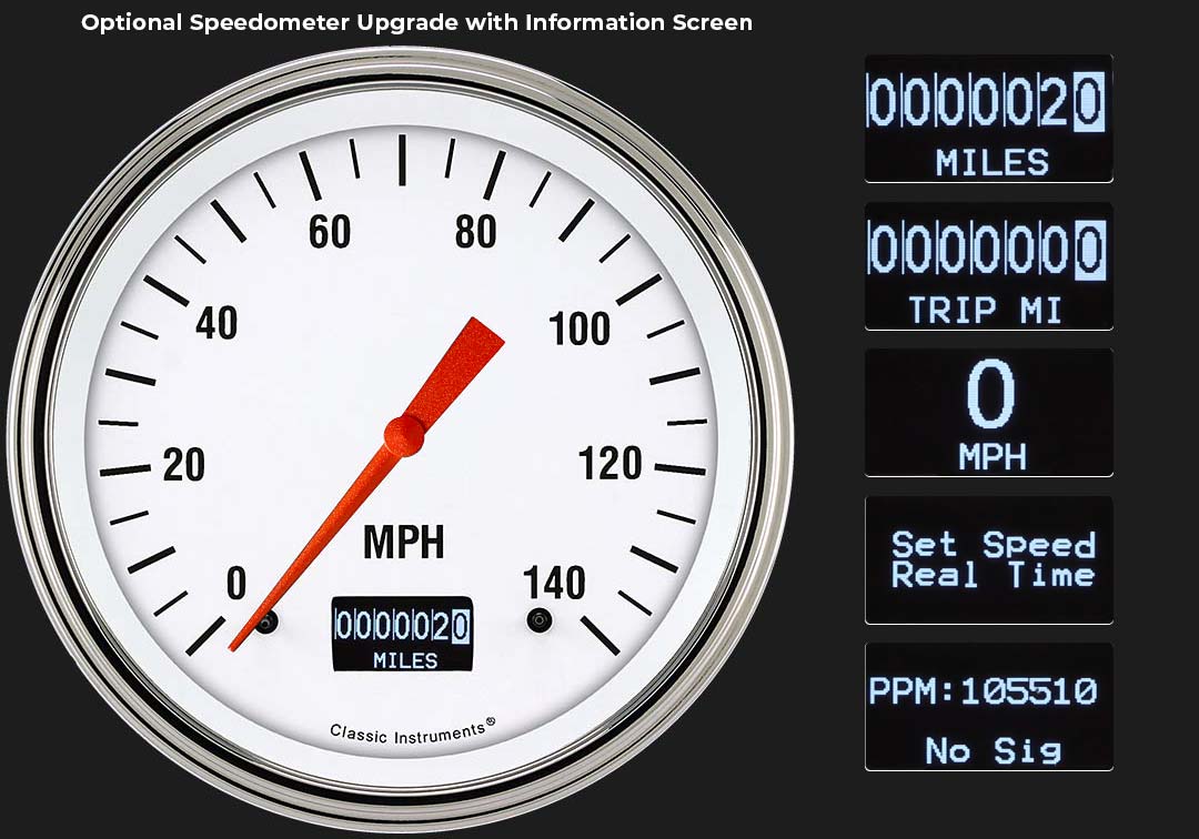 Classic Instruments - Std. Black Camera Case bezel, Standard speedometer Gauge - MU67WH