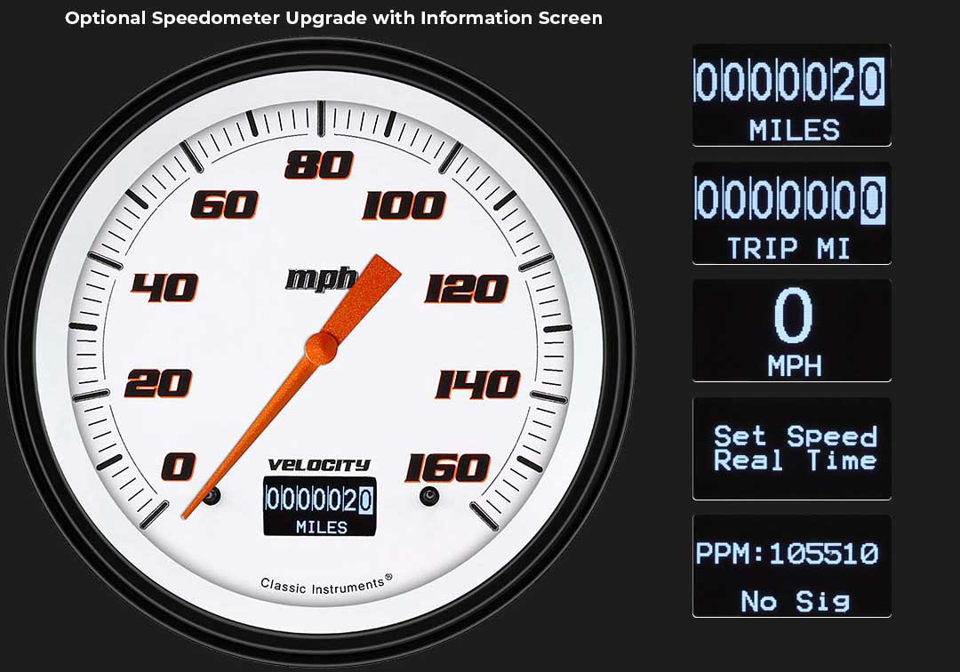 Classic Instruments - Std. Black Camera Case bezel, Standard speedometer gauge- MU67VSW