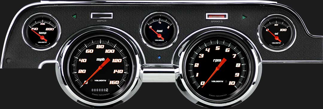 Classic Instruments - Std. Black Camera Case bezel, Standard speedometer gauge - MU67VSB