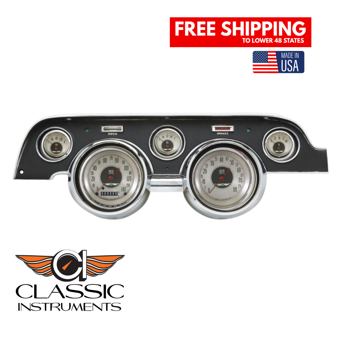 Classic Instruments - Std. Black Camera Case bezel, standard speedometer gauge- MU67AN