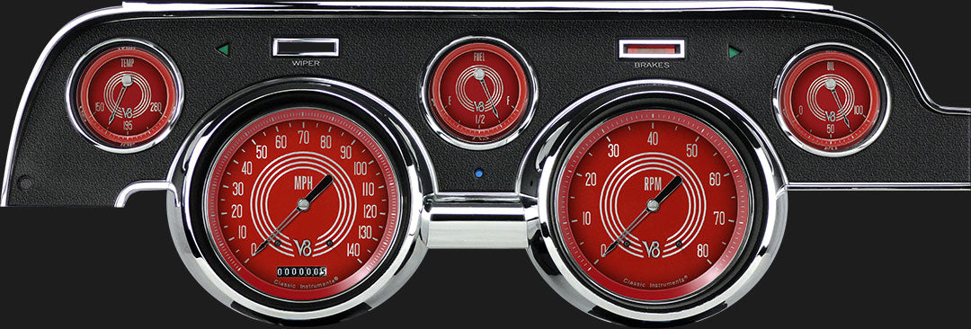 Classic Instruments - Std. Black Camera Case bezel, standard speedometer gauge- MU67V8RS