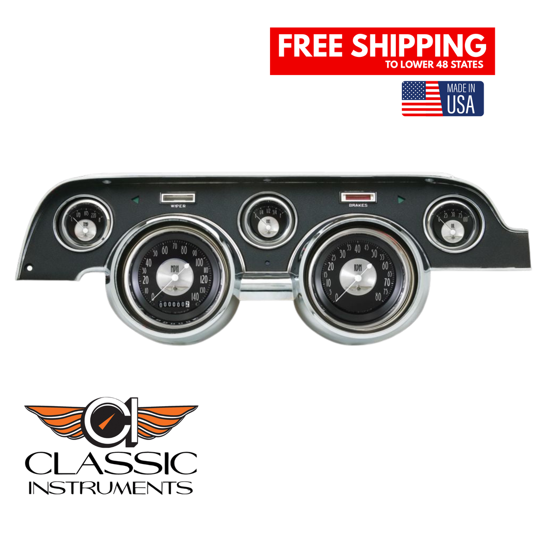 Classic Instruments - Std. Black Camera Case bezel, standard speedometer gauge - MU67AT