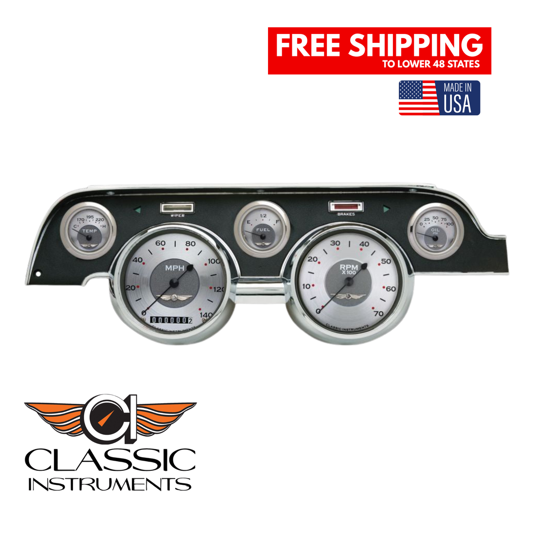 Classic Instruments - Std. Black Camera Case bezel, standard speedometer gauge - MU67AW