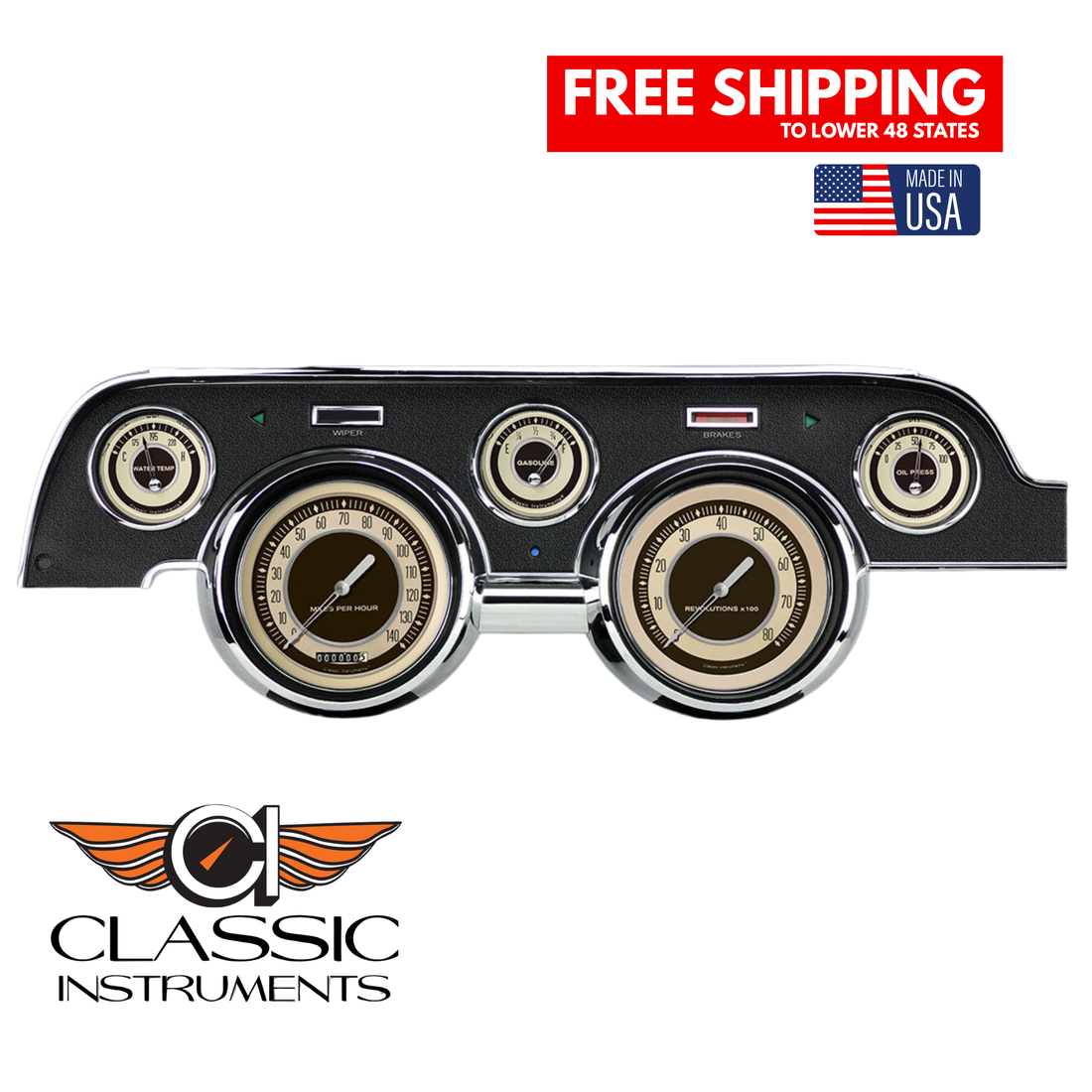 Classic Instruments - Std. Black Camera Case bezel, standard speedometer gauge - MU67NT