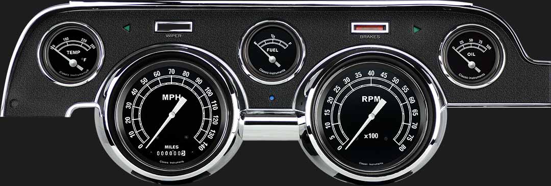 Classic Instruments - Std. Black Camera Case bezel, standard speedometer gauge - MU67TR