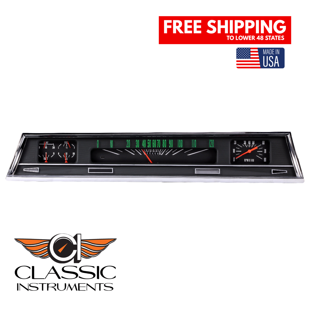 Classic Instruments - The Black Direct-fit Gauge Package for 1966-1967 Chevelle - CV66B