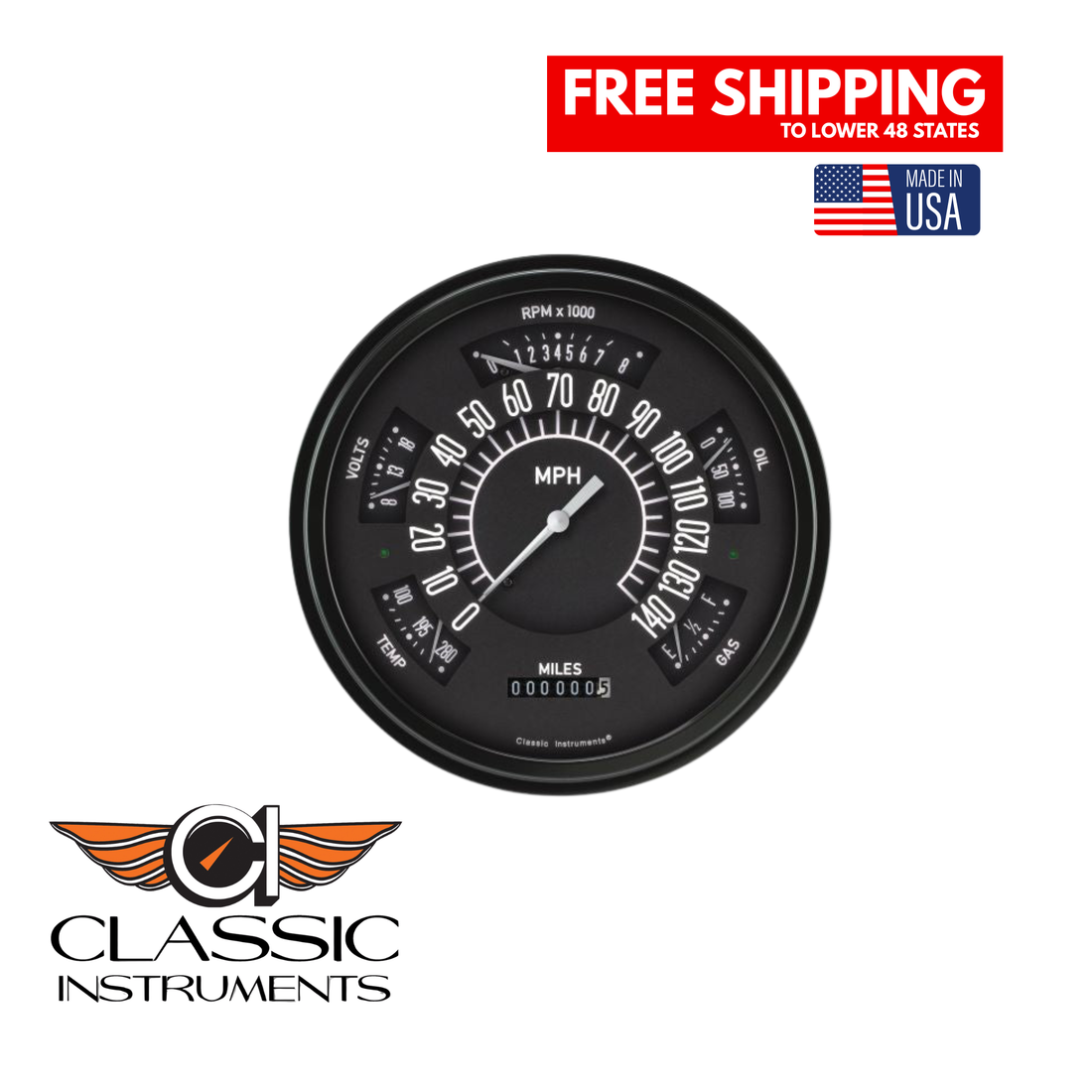 Classic Instruments - The Black Gauge Package for 1961-1966 Ford Truck - FT61B