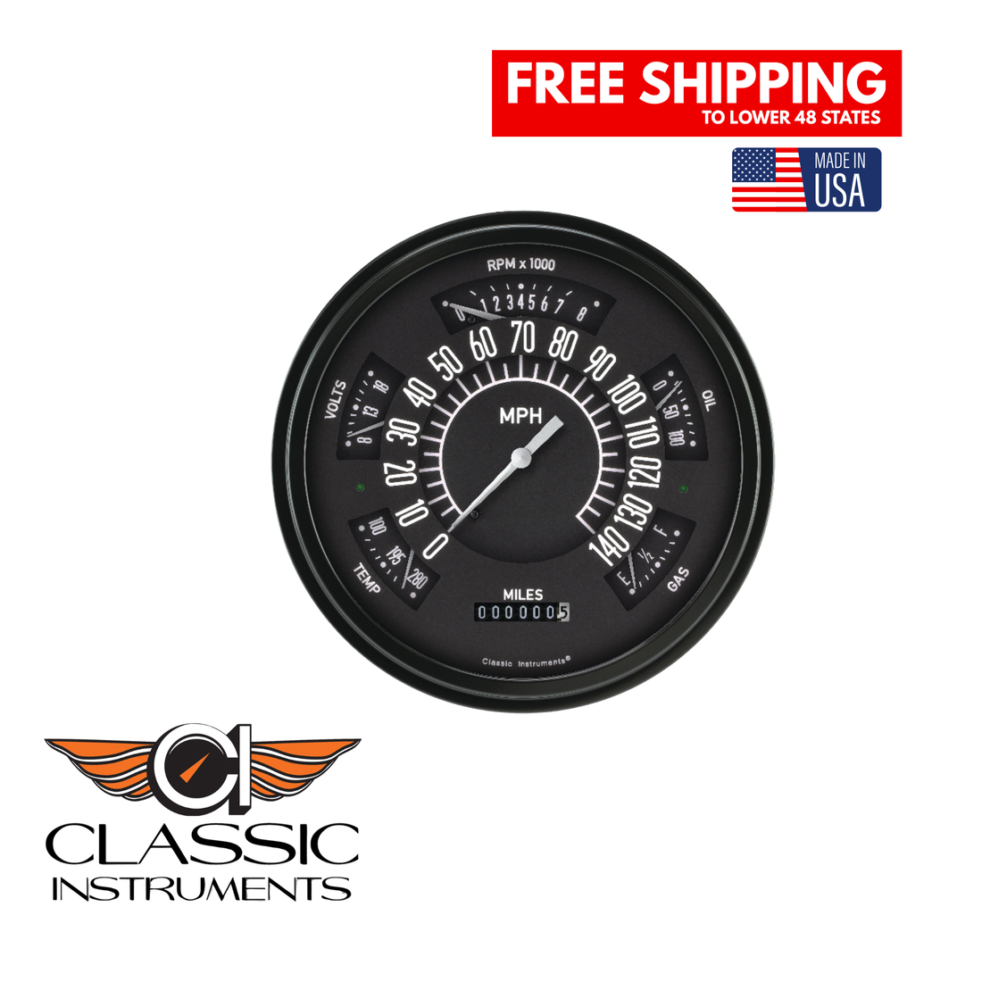 Classic Instruments - The Black Gauge Package for 1966-1977 Ford Bronco - FB66B
