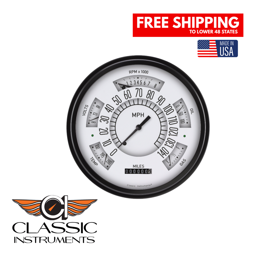 Classic Instruments - The White Gauge Package for 1966-1977 Ford Bronco - FB66W