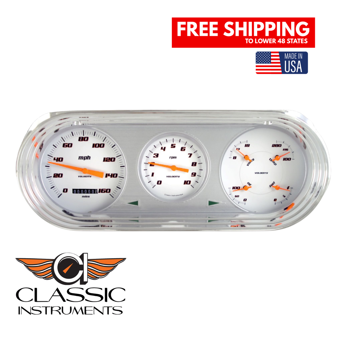 Classic Instruments - Velocity White Gauges 1963-65 Nova Direct-fit Package - NO63VSW