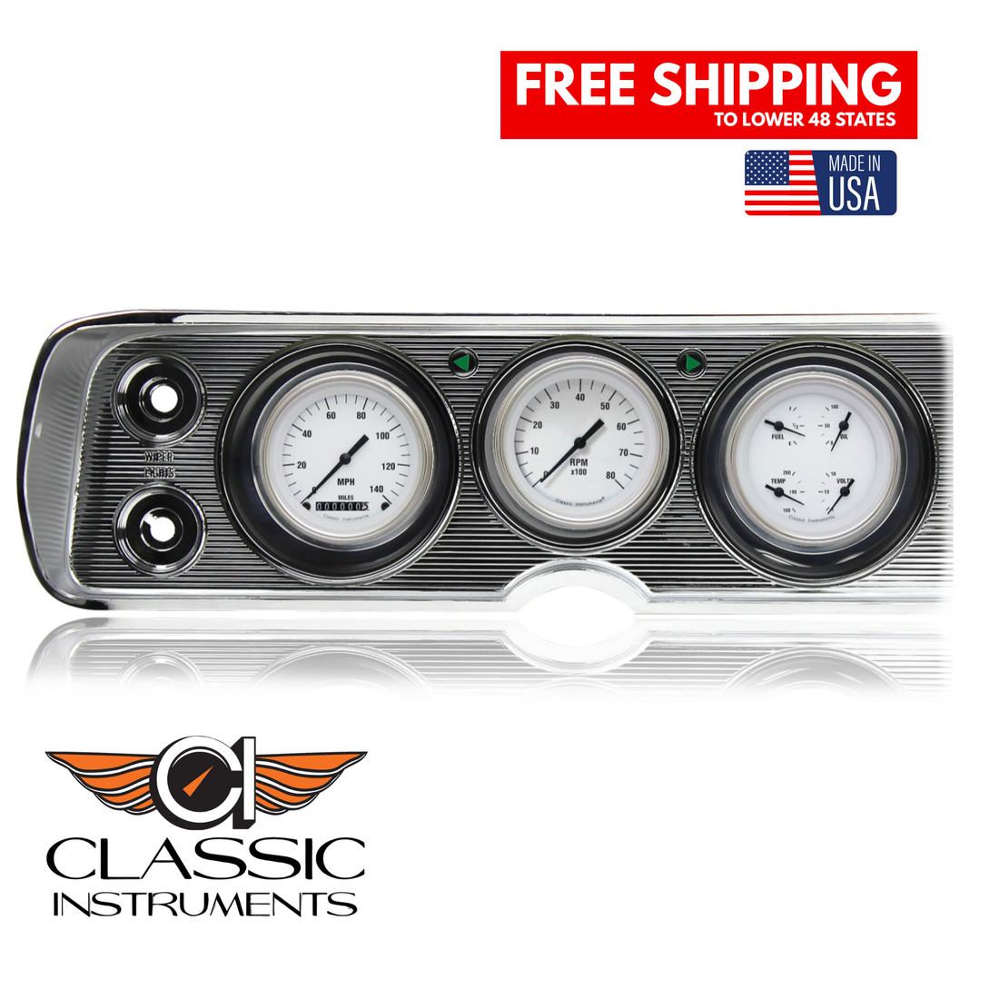 Classic Instruments - White Hot Gauge 1964-65 Chevelle Package - CV64WH