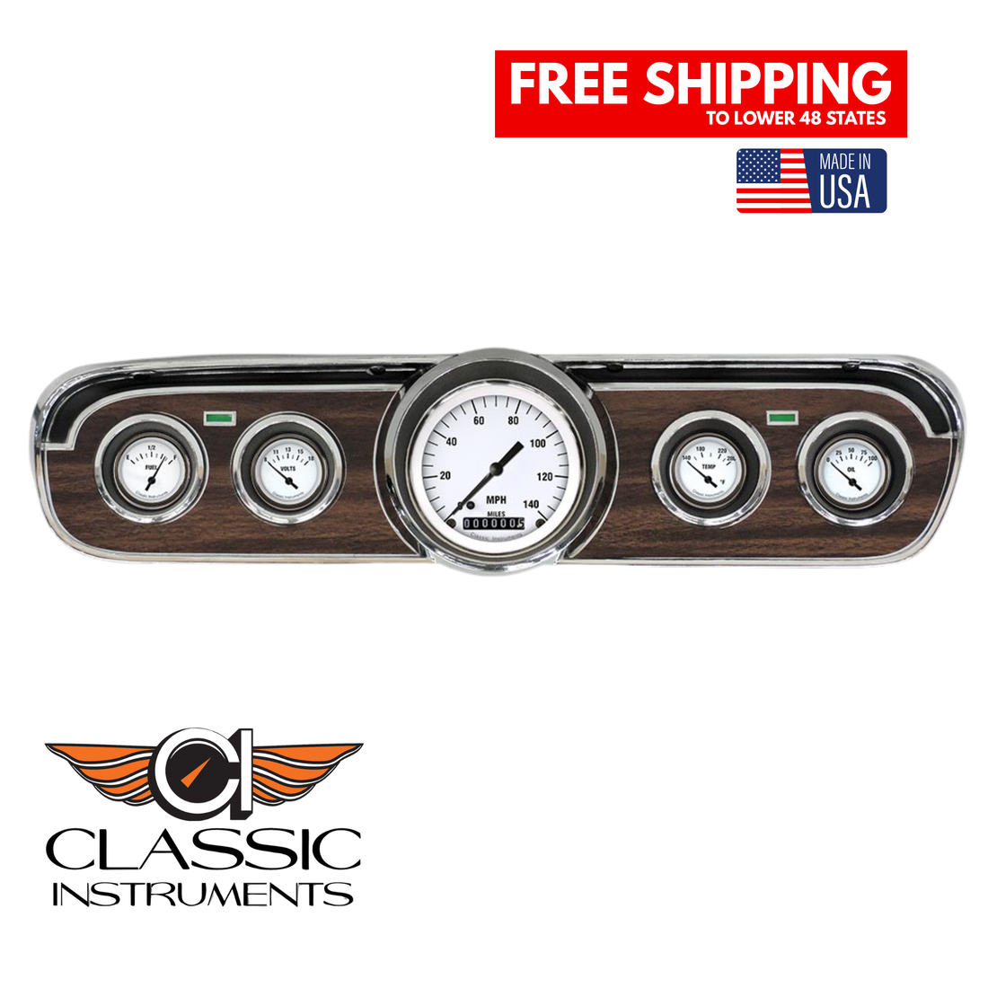 Classic Instruments - White Hot Gauge 1965-66 Mustang Package - MU65WH00