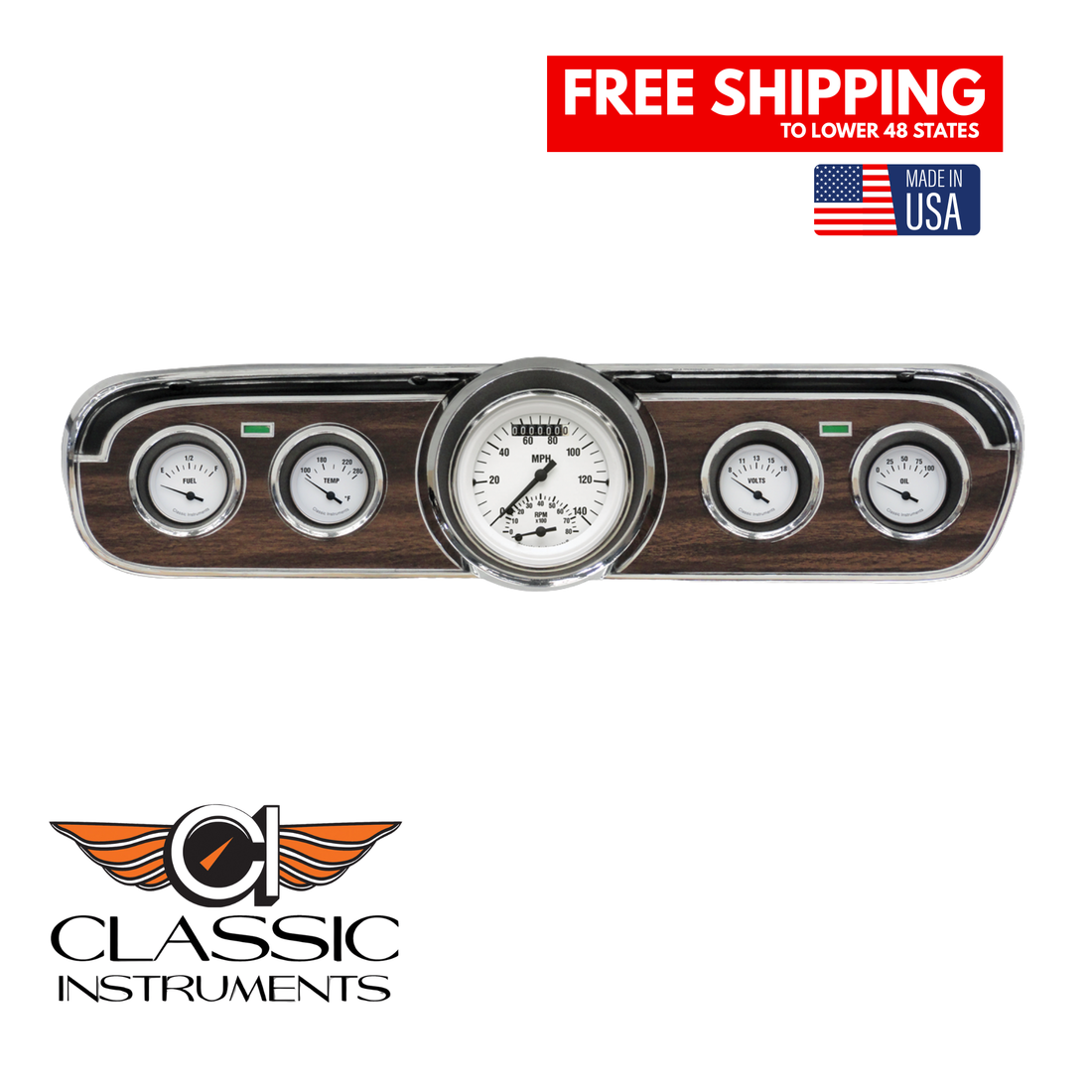 Classic Instruments - White Hot Gauge 1965-66 Mustang Package w/ Ultimate - MU65WH35