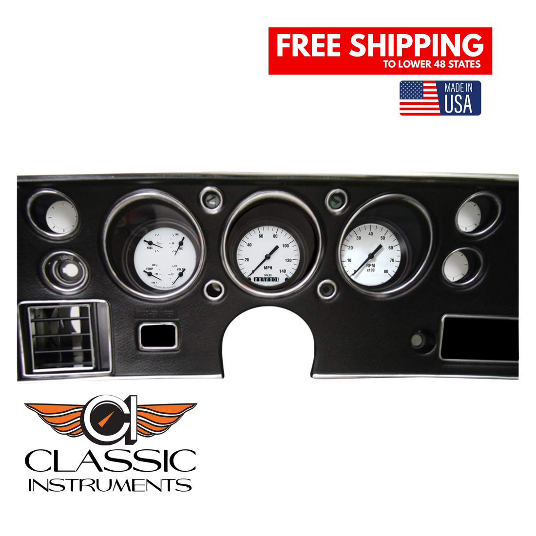 Classic Instruments - White Hot Gauge 1970-72 Chevelle SS Package - CV70WH
