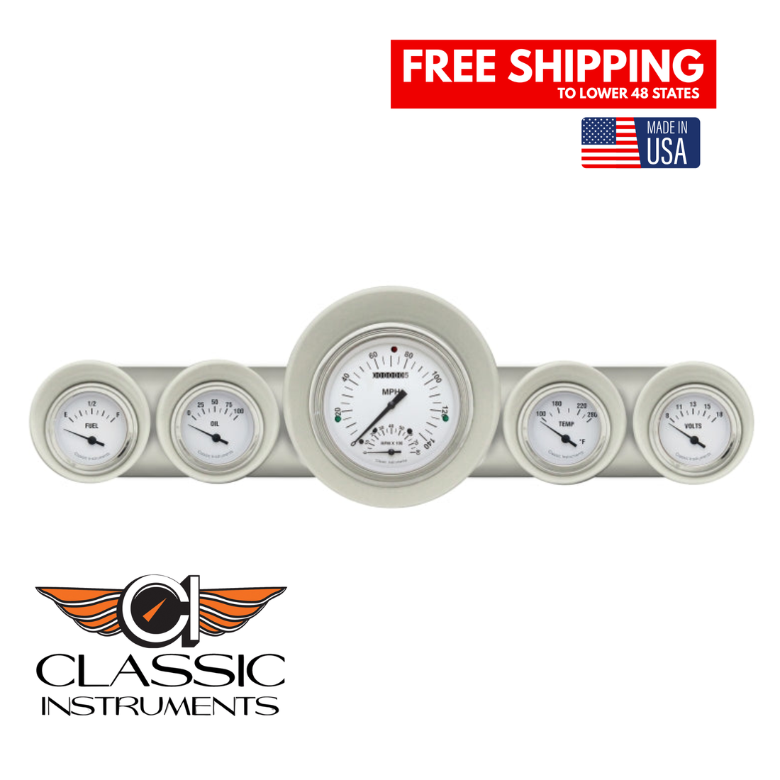 Classic Instruments - White Hot Gauge 59-60 Full-size Chevy - CH59WH65