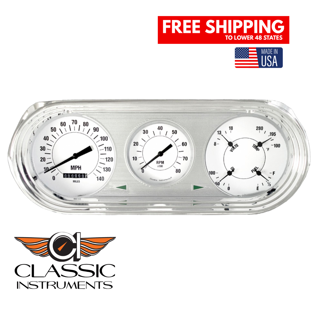 Classic Instruments - White Hot Gauges 1963-65 Nova Direct-fit Package - NO63WH