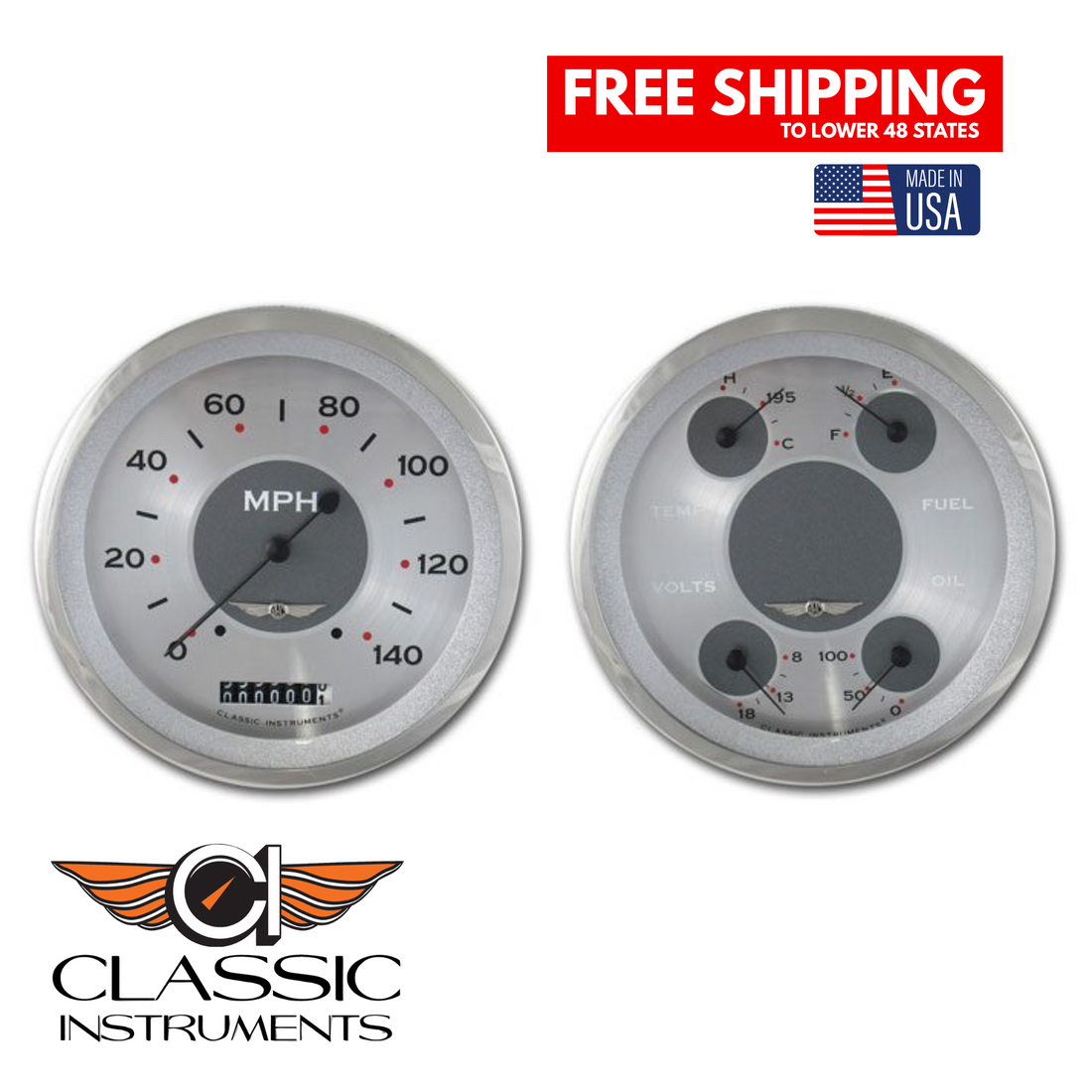 Classic Instruments 1947-1953 All American GM Pick-Up Package | Silver-CT47AW52