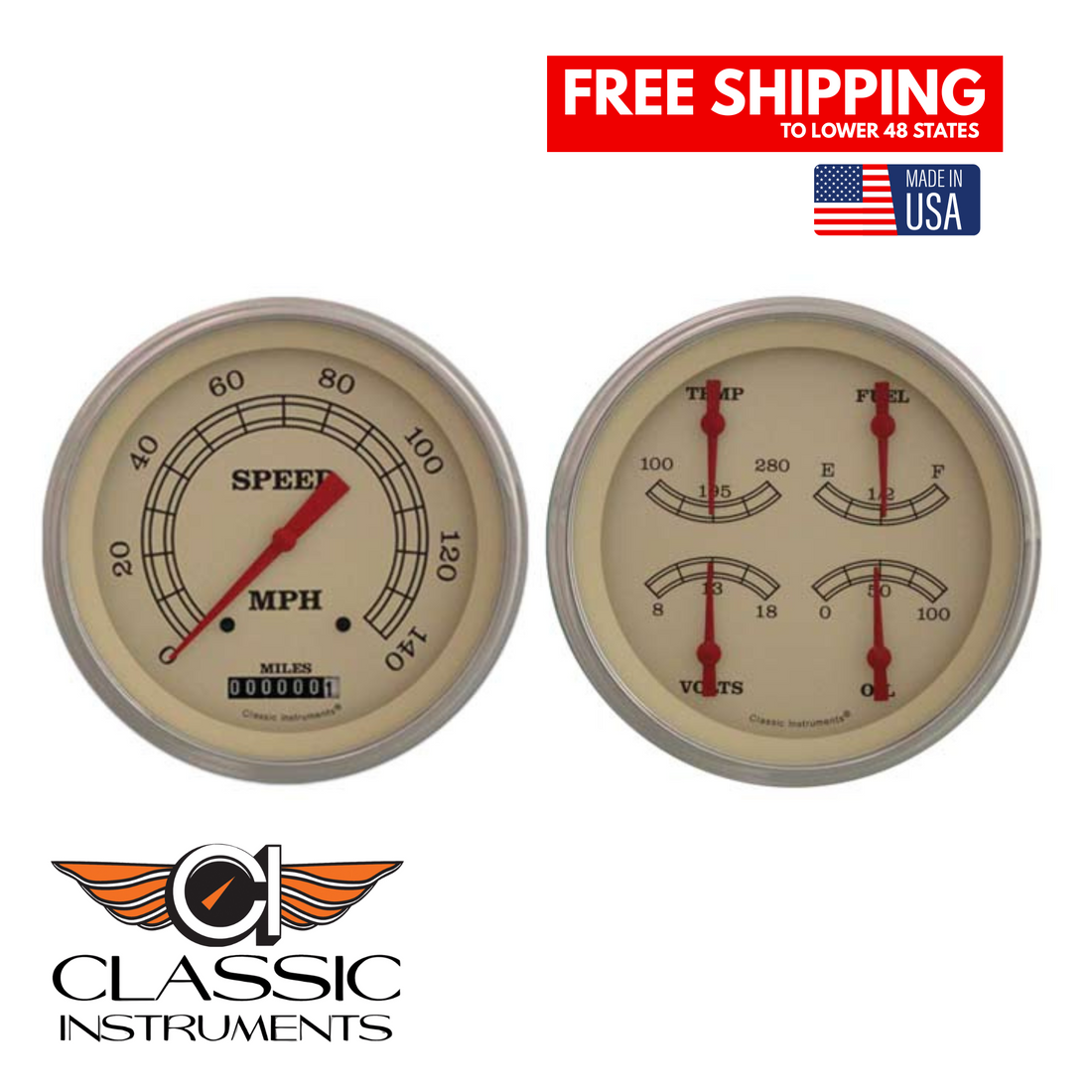Classic Instruments 1947-1953 All American Tradition  GM Pick-Up Package CT47VT52