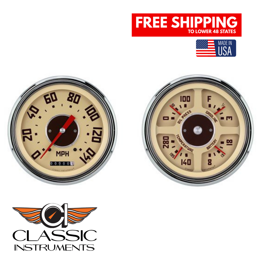 Classic Instruments 1947-1953 GMC Pickup Truck Classic Instruments OE Gauge Package- CT67VSB
