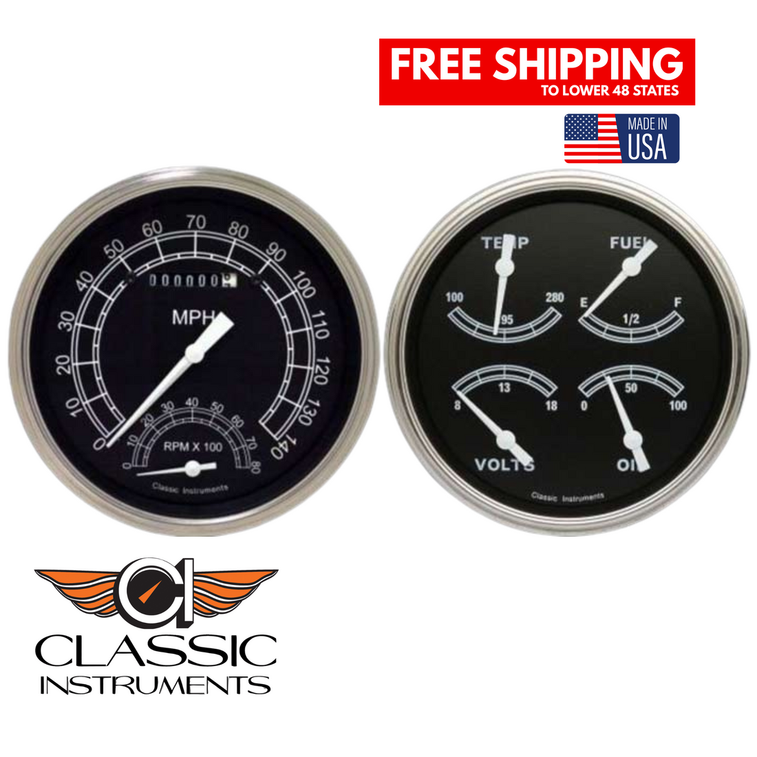 Classic Instruments 1947-1953 Traditional GM Pick-Up Package w/ Speedtachular-CT47TR62