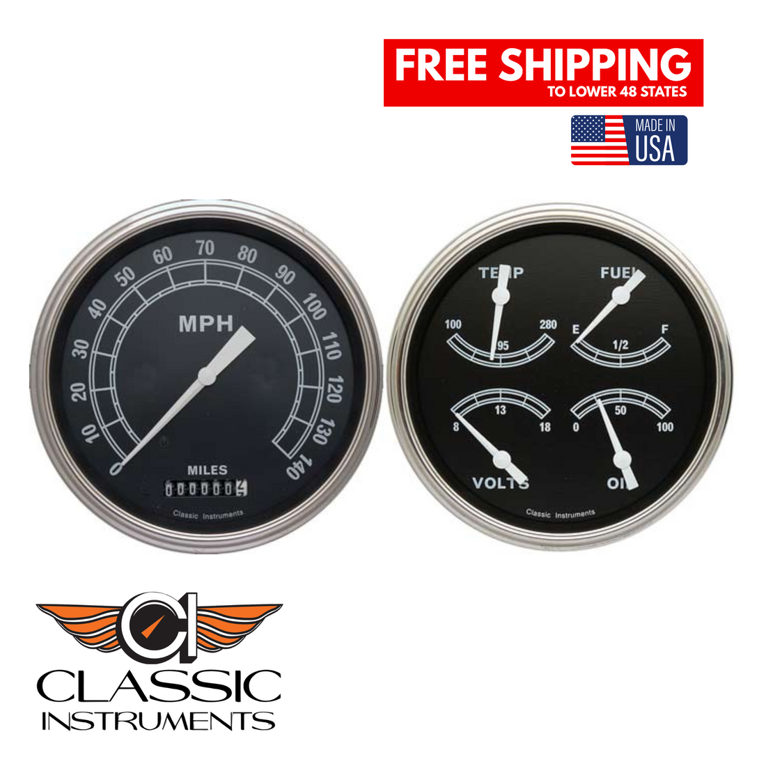 Classic Instruments 1947-1953 Traditional Pick-Up Package | Black-CT47TR52