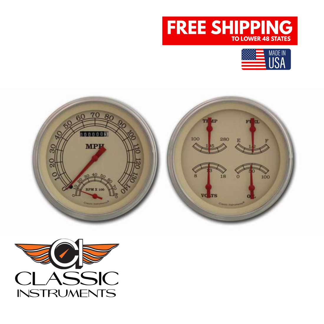 Classic Instruments 1947-1953 Vintage GM Pick-Up Package w/ Speedtachular-CT47VT62