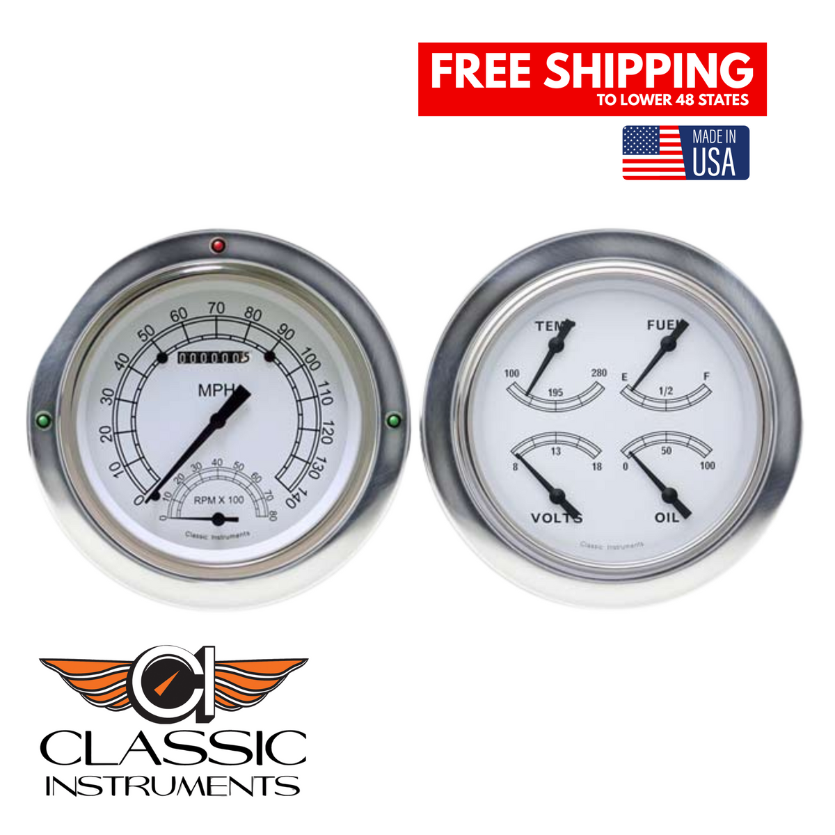 Classic Instruments 1954-1955 Classic White Chevy Truck Package w/ Spe ...