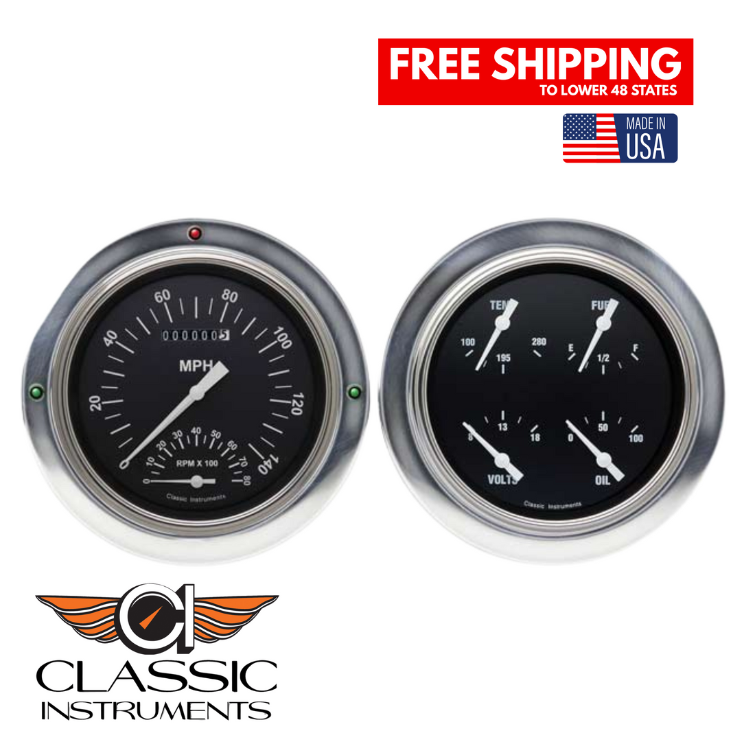 Classic Instruments 1954-1955 Hot Rod Chevy Truck Package w/ Speedtachular-CT54HR62