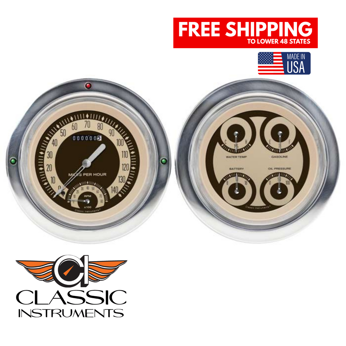 Classic Instruments 1954-1955 Nostalgia VT Chevy Truck Package w/ Speedtachular-CT54NT62