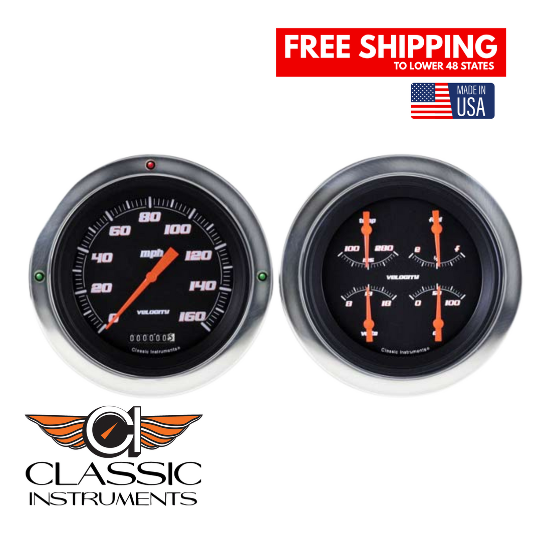 Classic Instruments 1954-1955 Velocity Series Black Chevy Truck Package-CT54VSB52