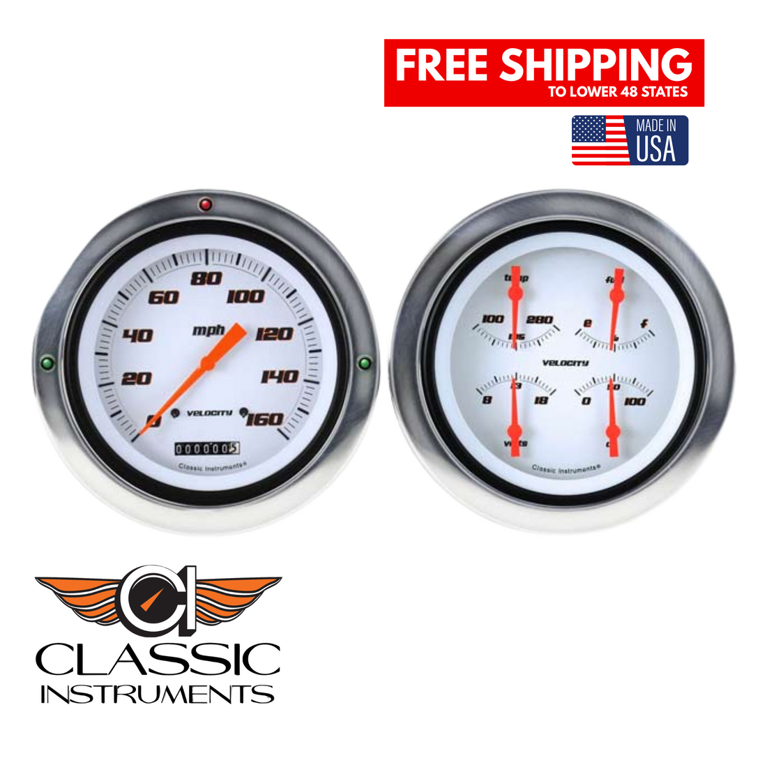 Classic Instruments 1954-1955 Velocity Series White Chevy Truck Package-CT54VSW52