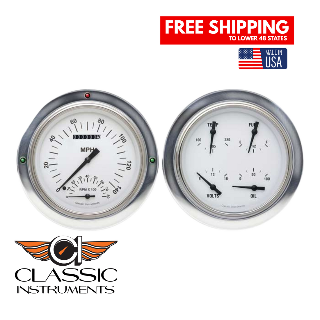 Classic Instruments 1954-1955 White Hot Chevy Truck Package w/ Speedtachular-CT54WH62
