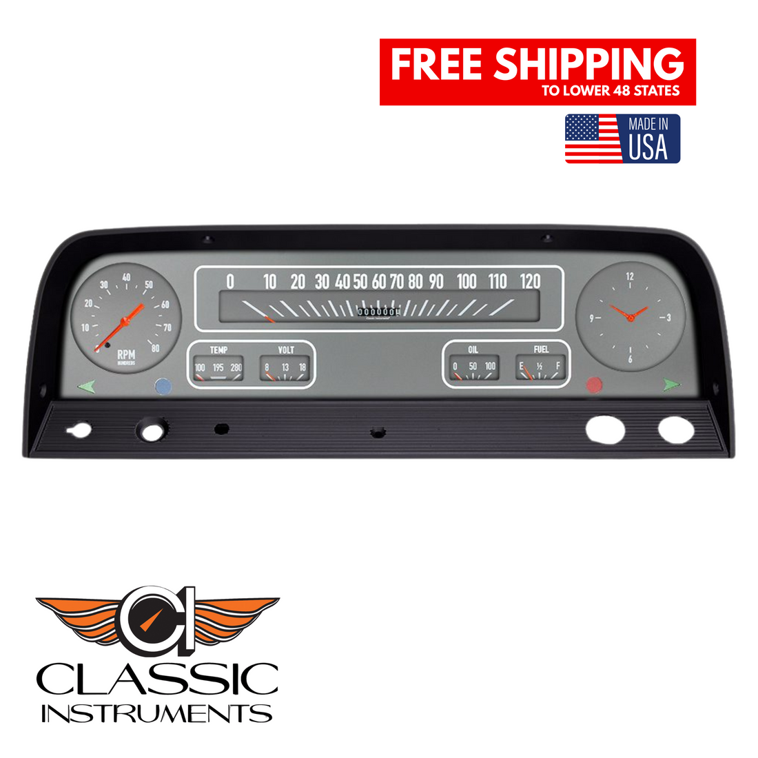 Classic Instruments 1964-1966 Chevrolet Pickup Truck Gray Gauge Package by Classic Instruments CT64G