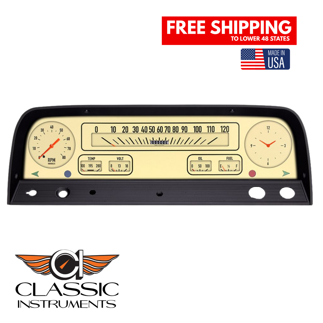 Classic Instruments 1964-1966 Chevrolet Pickup Truck Tan Gauge Package by Classic Instruments CT64T