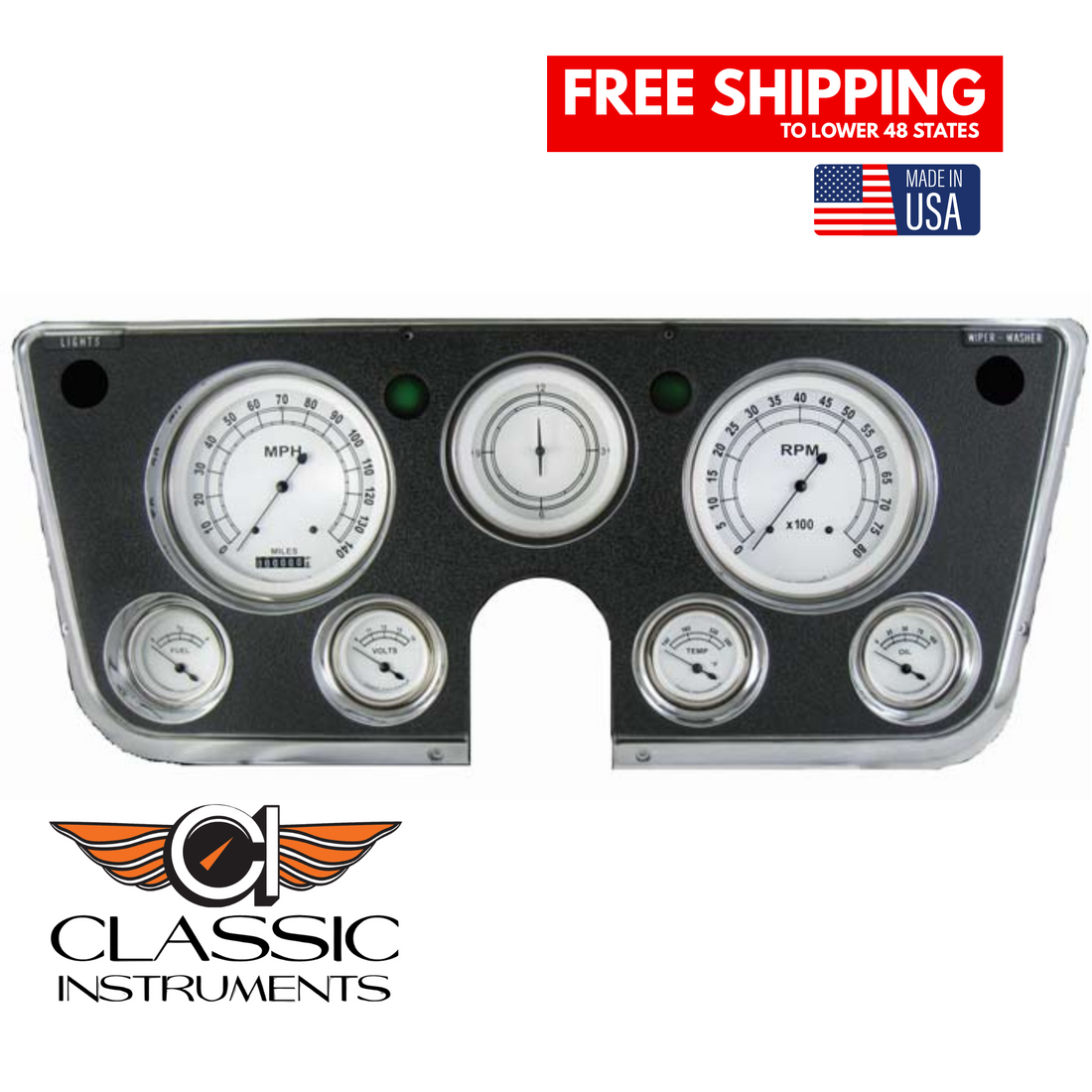Classic Instruments 1967-1972 Chevy Truck Classic White Electronic Gauges CT67CW