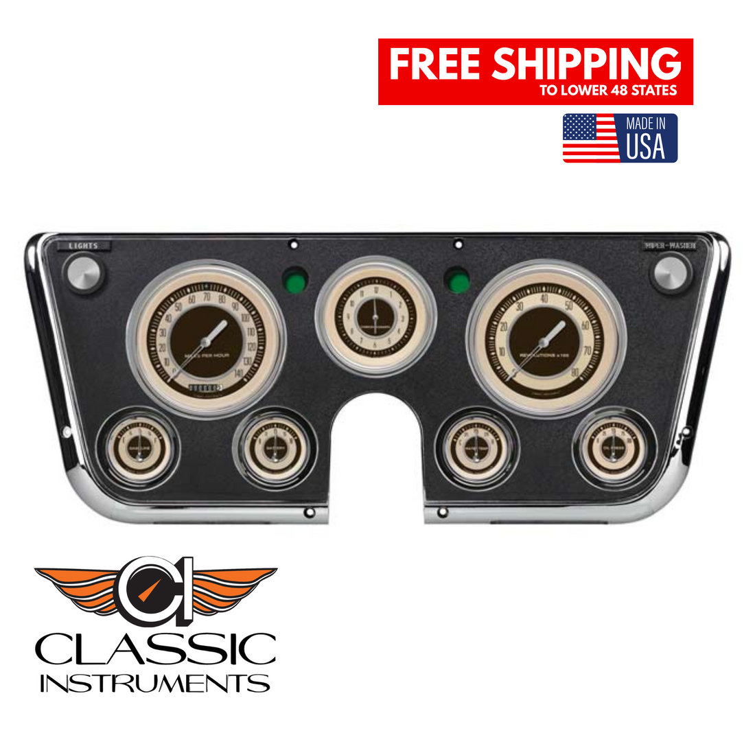 Classic Instruments 1967-1972 Chevy Truck Nostalgia VT Series Electronic Gauges CT67NT