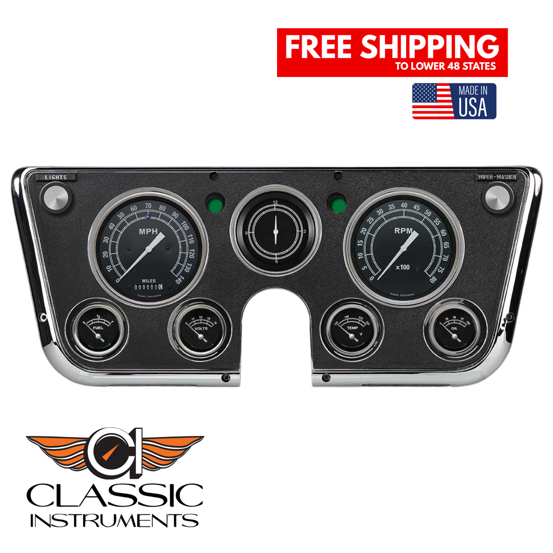 Classic Instruments 1967-1972 Chevy Truck Traditional Series Electronic Gauges CT67TR