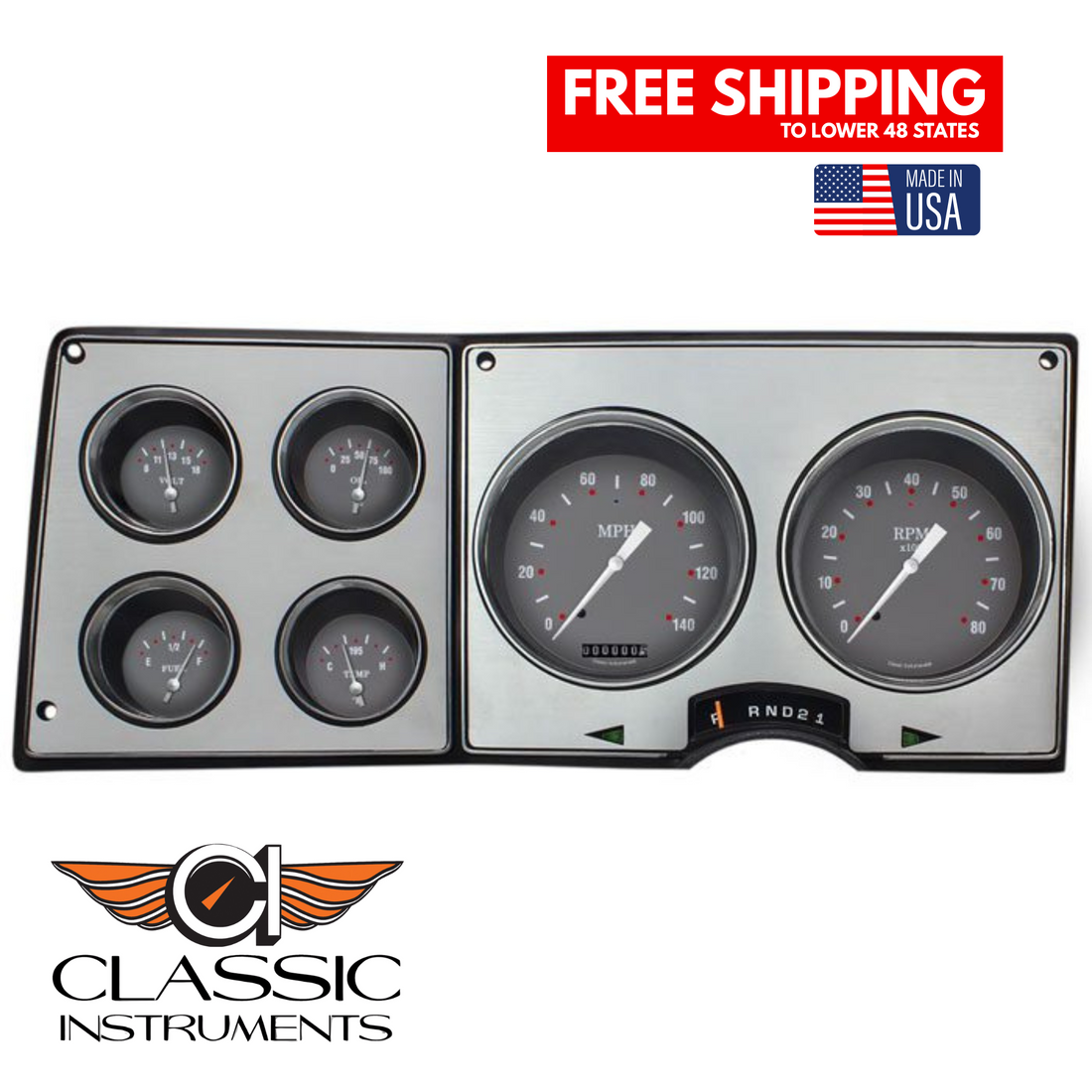 Classic Instruments 1973-1987 Silver Gray Dash Gauges Chevrolet & GMC Truck Package-CT73SG