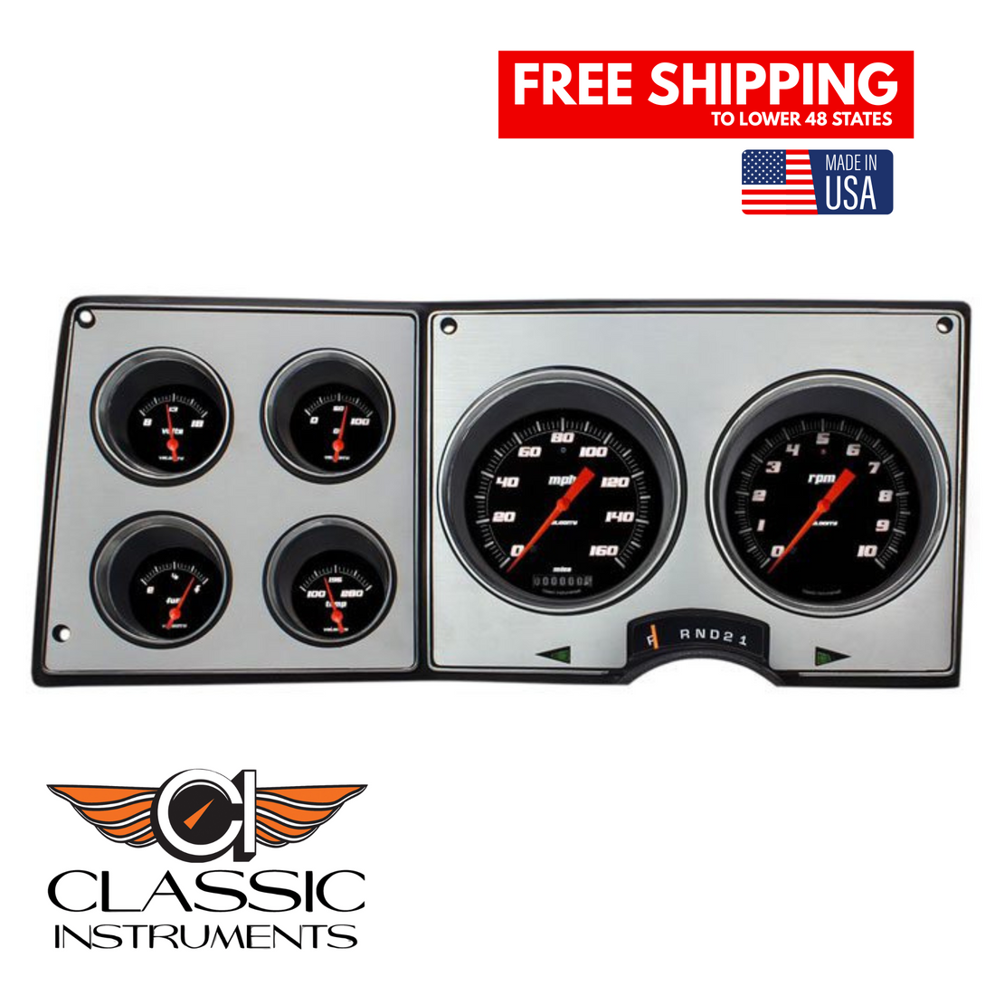 Classic Instruments 1973-1987 Velocity Black Dash Gauges Chevrolet & GMC Truck Package-CT73VSB
