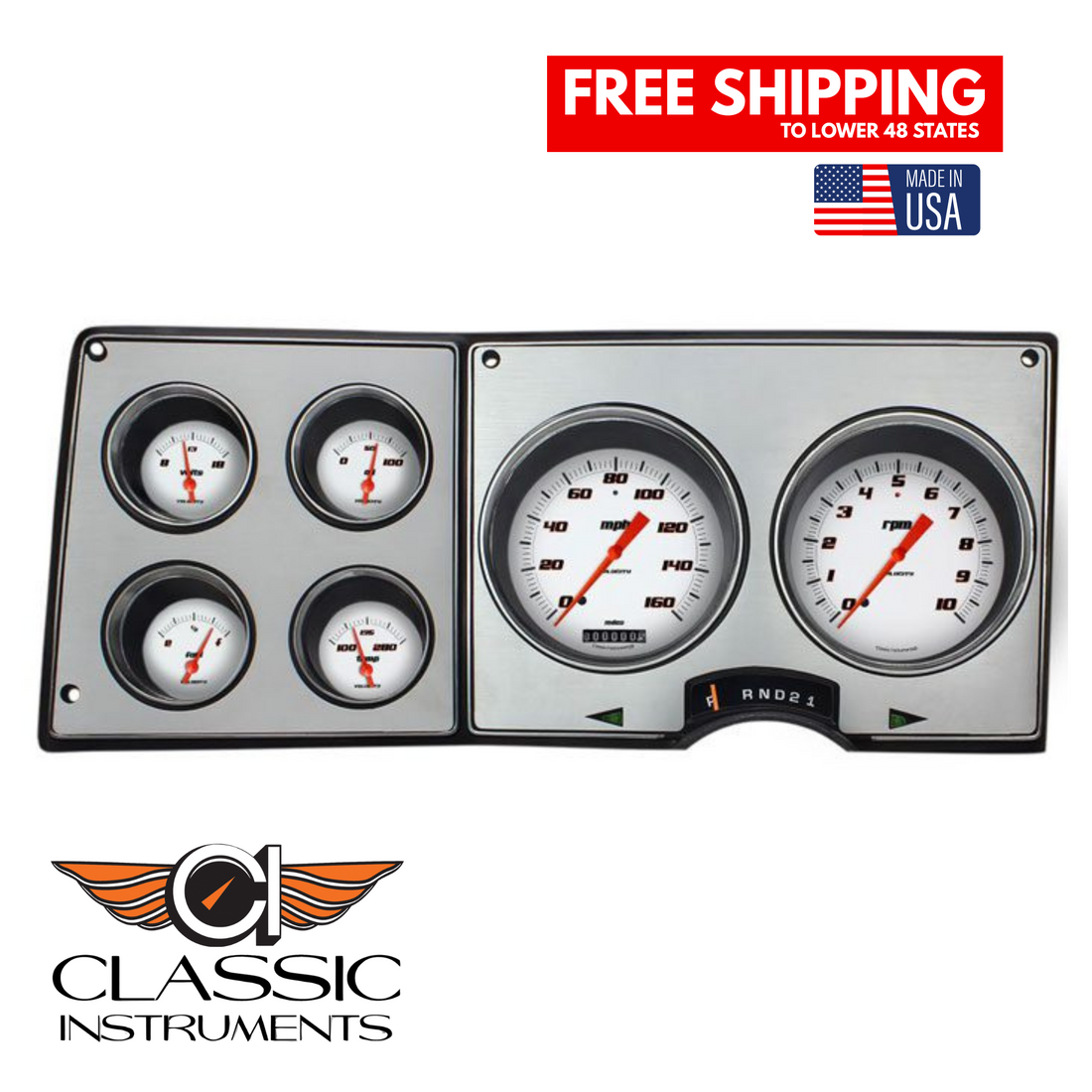 Classic Instruments 1973-1987 Velocity White Dash Gauges Chevrolet & GMC Truck Package-CT73VSW