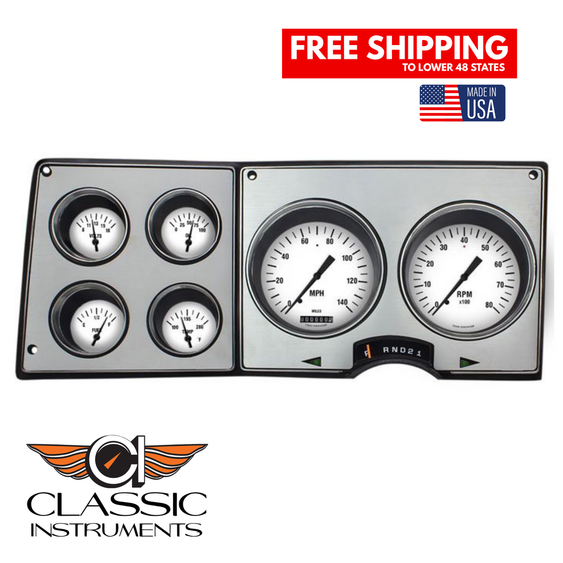 Classic Instruments 1973-1987 White Hot Dash Gauges Chevrolet & GMC Truck  Package-CT73WH