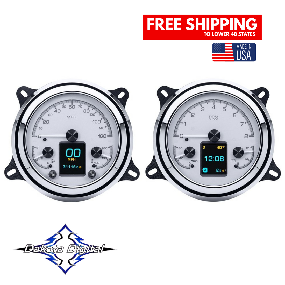 Dakota Digital 1947-1953 Chevrolet & GMC Truck HDX Instrument Gauge Cluster-Silver Alloy Face HDX-47C-PU-S Tuckers Classic Auto Parts
