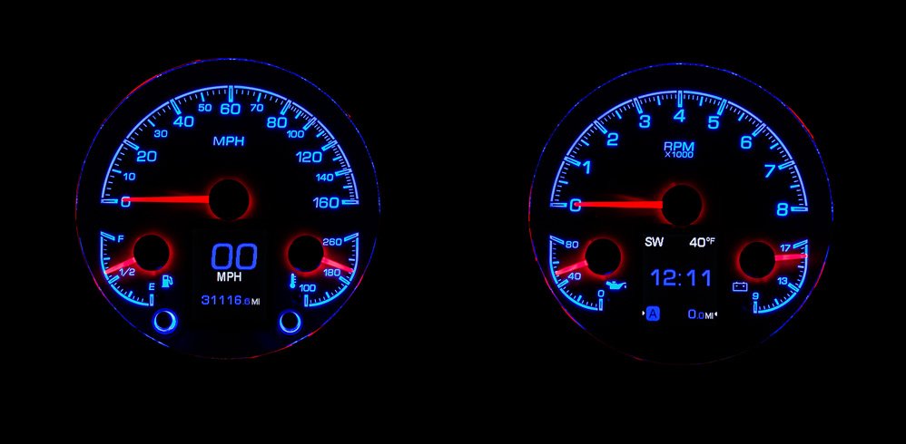 Dakota Digital 1947-1953 Chevrolet & GMC Truck HDX Instrument Gauge Cluster-Silver Alloy Face HDX-47C-PU-S