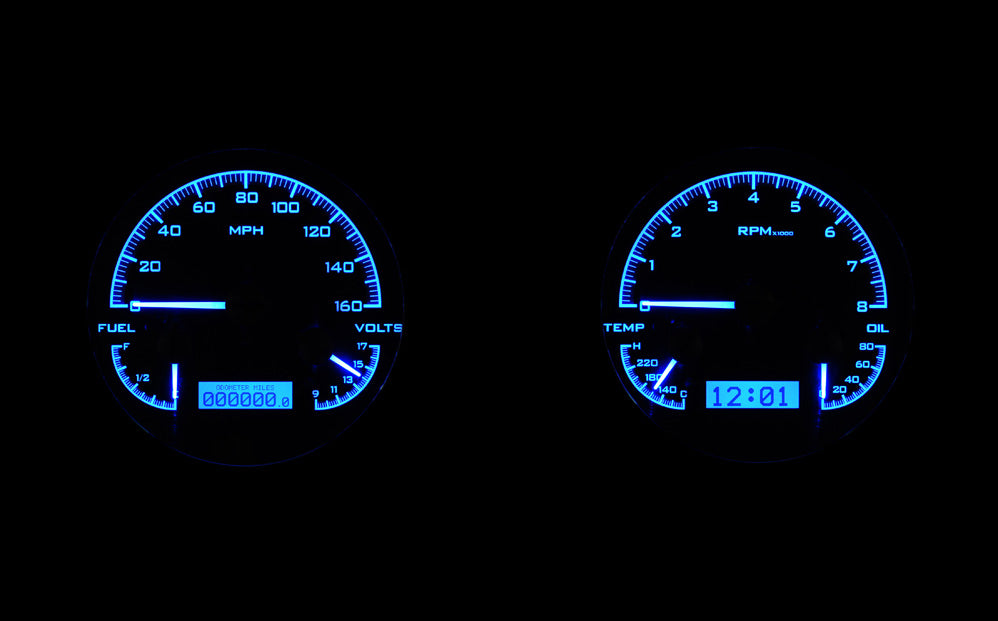 Dakota Digital 1947-1953 Chevrolet & GMC Truck VHX Instrument Gauge Cluster-Black Background / Blue Illumination VHX-47C-PU-K-B