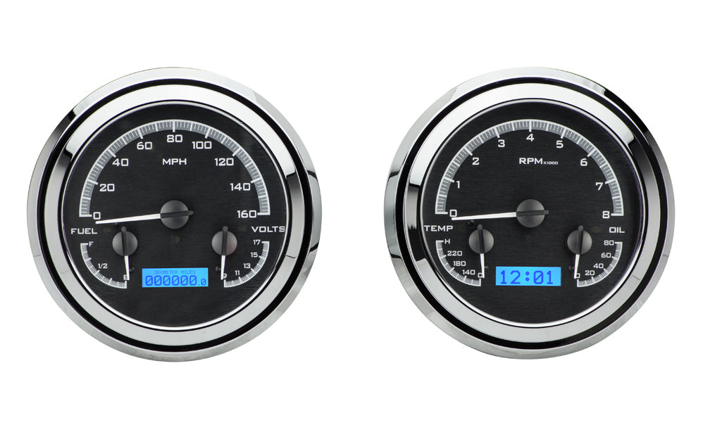 Dakota Digital 1947-1953 Chevrolet & GMC Truck VHX Instrument Gauge Cluster-Black Background / Blue Illumination VHX-47C-PU-K-B