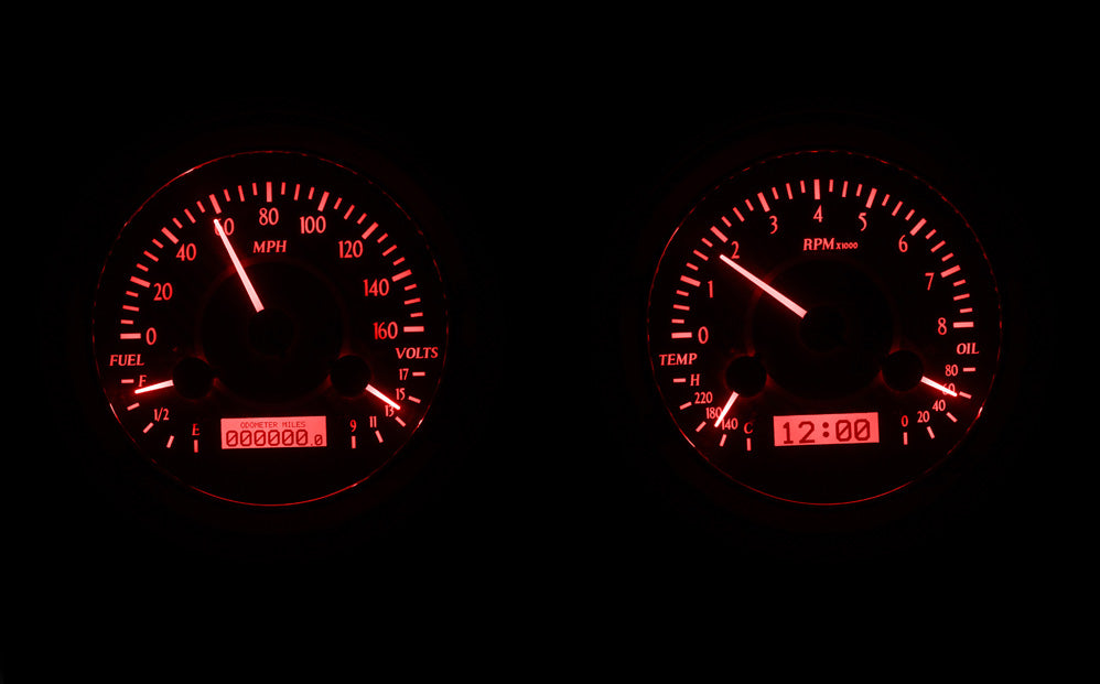 Dakota Digital 1947-1953 Chevrolet & GMC Truck VHX Instrument Gauge Cluster-Carbon Background / Red Illumination VHX-47C-PU-C-R