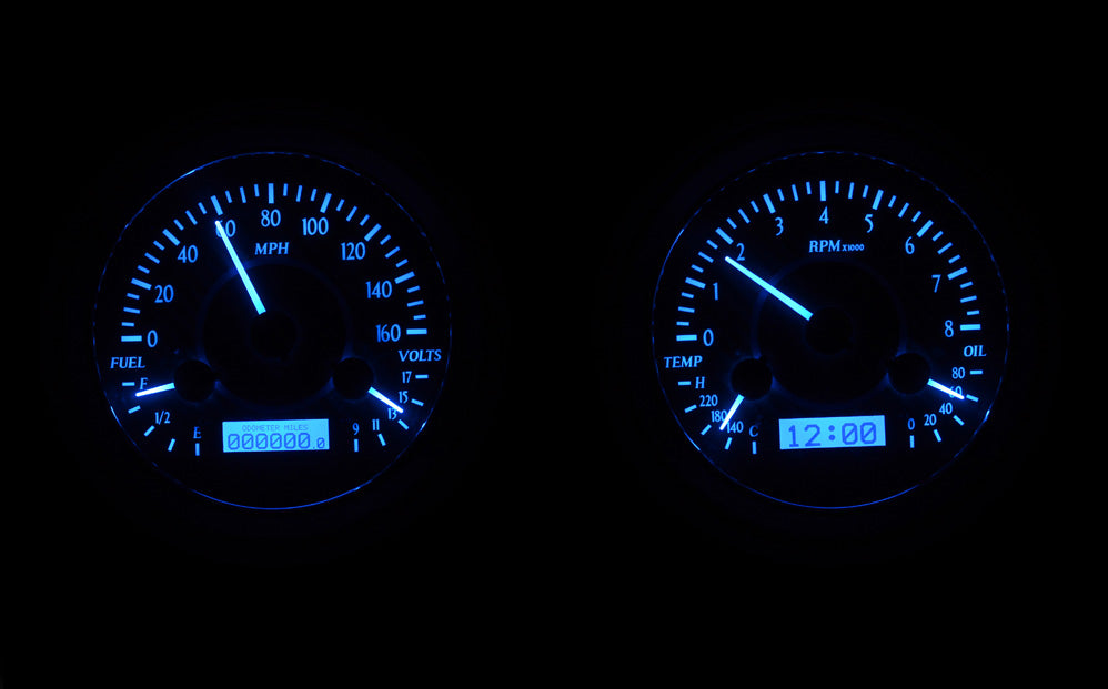 Dakota Digital 1947-1953 Chevrolet & GMC Truck VHX Instrument Gauge Cluster-Silver Background / Blue Illumination VHX-47C-PU-S-B