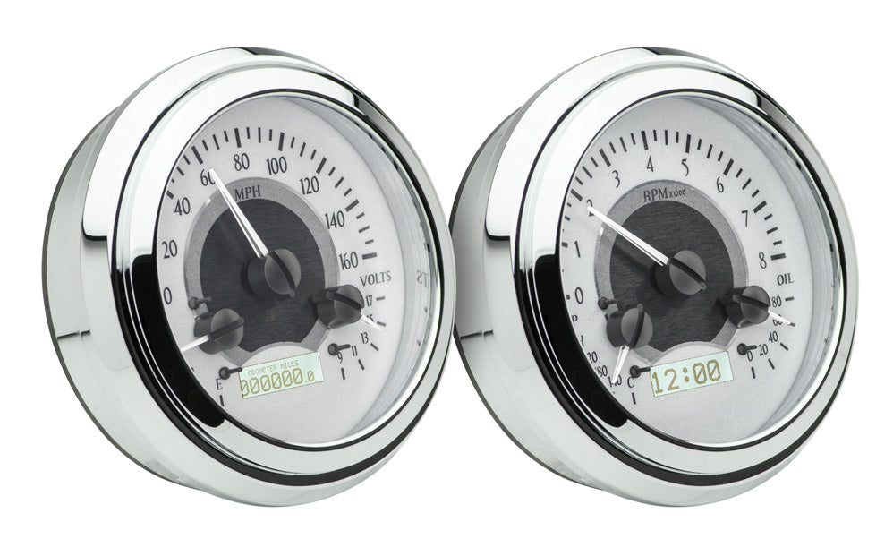 Dakota Digital 1947-1953 Chevrolet & GMC Truck VHX Instrument Gauge Cluster-Silver Background / White Illumination VHX-47C-PU-S-W